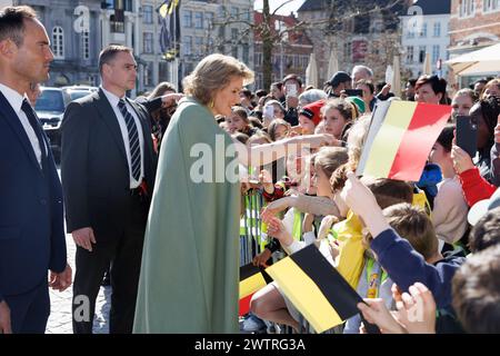 Oudenaarde, Belgien. März 2024. Königin Mathilde von Belgien, dargestellt während eines königlichen Besuchs in Oudenaarde am Dienstag, den 19. März 2024, Teil eines Besuchs in der Provinz Ostflandern. BELGA FOTO KURT DESPLENTER Credit: Belga Nachrichtenagentur/Alamy Live News Stockfoto