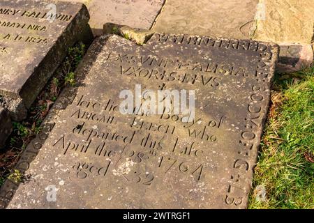 Georgianischer Grabstein in St. Andrew's Church, Leyland. Stockfoto