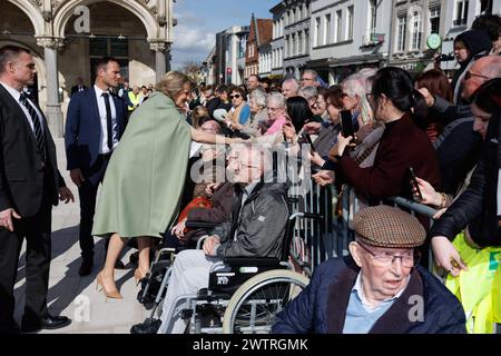 Oudenaarde, Belgien. März 2024. Königin Mathilde von Belgien, dargestellt während eines königlichen Besuchs in Oudenaarde am Dienstag, den 19. März 2024, Teil eines Besuchs in der Provinz Ostflandern. BELGA FOTO KURT DESPLENTER Credit: Belga Nachrichtenagentur/Alamy Live News Stockfoto