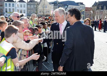 Oudenaarde, Belgien. März 2024. König Philippe - Filip von Belgien, Bild während eines königlichen Besuchs in Oudenaarde am Dienstag, den 19. März 2024, Teil eines Besuchs in der Provinz Ostflandern. BELGA FOTO KURT DESPLENTER Credit: Belga Nachrichtenagentur/Alamy Live News Stockfoto