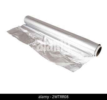 Eine Rolle Küchenaluminium auf transparentem Hintergrund Stockfoto