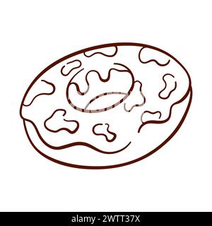 Donut-Ikone im Line-Art-Stil. Einfaches Logo für Etiketten, Restaurant, Café, Bäckerei. Vektorillustration auf weißem Hintergrund isoliert. Stock Vektor