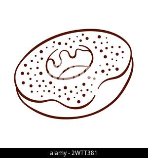 Donut mit Zuckerguss und Streuseln im Line Art Stil. Einfaches Symbol für Food-Apps, Bäckerei und Café. Vektorillustration auf weißem Hintergrund isoliert. Stock Vektor