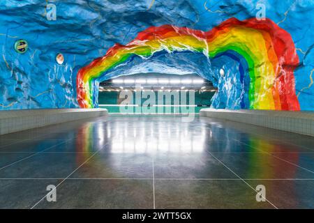 Stadion U-Bahn-Station auf der blauen Linie in Stockholm Stockfoto