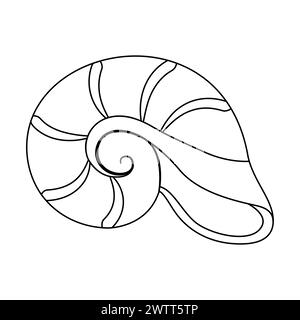 Illustration des Muschelvektors. Schwarz-weiß-Umrisse Seashell Malseite für Kinder und Erwachsene. Seite für Entspannung und Meditation. Vektorabbildung Stock Vektor