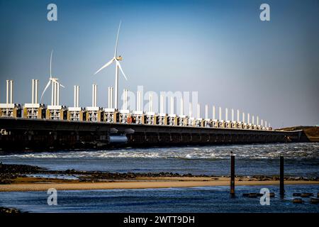 Als Arbeitsinsel ist Neeltje Jans Teil der östlichen Schelde. Nach Abschluss der Delta-Arbeiten Stockfoto