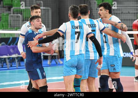 Argentiniens Nationalmannschaft feiert. Volleyball-Weltmeisterschaft 2022. Stockfoto