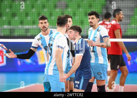 Argentiniens Nationalmannschaft feiert. Volleyball-Weltmeisterschaft 2022. Stockfoto