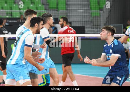 Argentiniens Nationalmannschaft feiert. Volleyball-Weltmeisterschaft 2022. Stockfoto