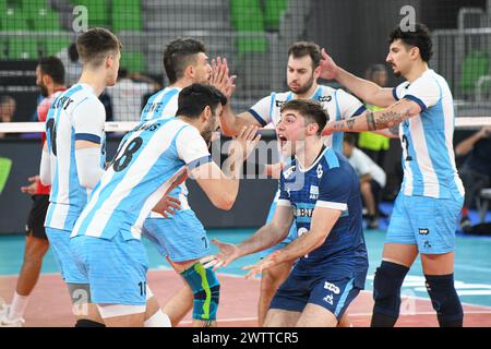 Argentiniens Nationalmannschaft feiert. Volleyball-Weltmeisterschaft 2022. Stockfoto