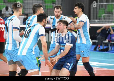 Argentiniens Nationalmannschaft feiert. Volleyball-Weltmeisterschaft 2022. Stockfoto