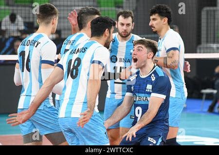 Argentiniens Nationalmannschaft feiert. Volleyball-Weltmeisterschaft 2022. Stockfoto