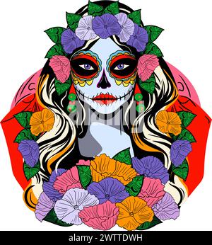 La Catrina ist die Ikone der Vektorillustration des Tages der Toten Stock Vektor