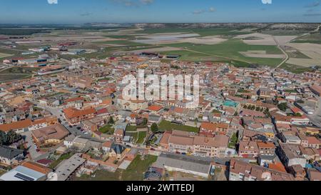 Panoramablick auf Pedrajas de San Esteban, Valladolid, Spanien Stockfoto