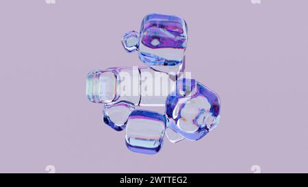Prismatic Ensemble: Eine Harmonie des Glases in Lavendeltönen Stockfoto