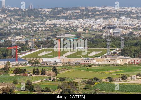 Aus der Vogelperspektive des Zentrums Maltas von Mdina in Richtung Attard und Ta Qali Stockfoto