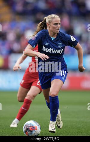 Liverpool FC gegen West Ham United FC Barclays Womens Super League PRENTON PARK TRANMERE ENGLAND MÄRZ 2024. Shelina Zadorsky während des Spiels der Barclays Women’s Super League zwischen Liverpool FC und West Ham United FC am 17. März 2024 im Prenton Park Tranmere in Birkenhead, England. (Foto Alan Edwards für F2images) Stockfoto