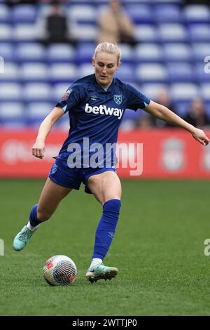 Liverpool FC gegen West Ham United FC Barclays Womens Super League PRENTON PARK TRANMERE ENGLAND MÄRZ 2024. Shelina Zadorsky während des Spiels der Barclays Women’s Super League zwischen Liverpool FC und West Ham United FC am 17. März 2024 im Prenton Park Tranmere in Birkenhead, England. (Foto Alan Edwards für F2images) Stockfoto