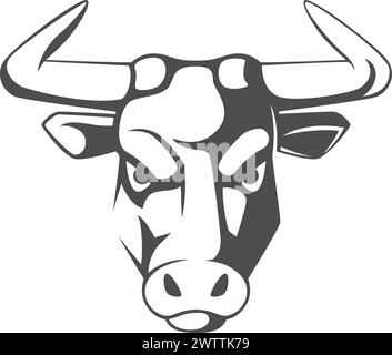 Schwarzes Symbol für Stierkopf. Starkes Taurus-Logo Stock Vektor