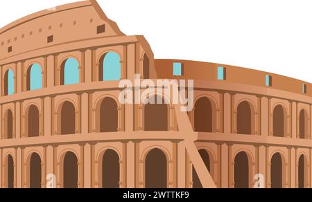 Rom Wahrzeichen der Reise-Cartoon-Ikone. Italienisches kolosseum Stock Vektor