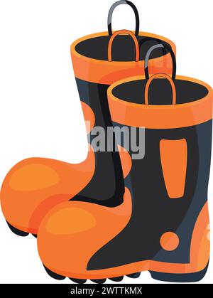 Feuerwehrstiefel Zeichentricksymbol. Feuerfestes Schuhwerk Stock Vektor
