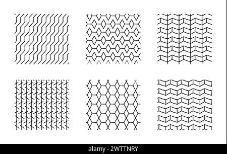 Set aus minimalistischen geometrischen Mustern, nahtlosem Muster beliebter Rastermuster-Druck auf Wand oder Tischdecke. Vektorgrafiken für Textilien und Papier Stock Vektor