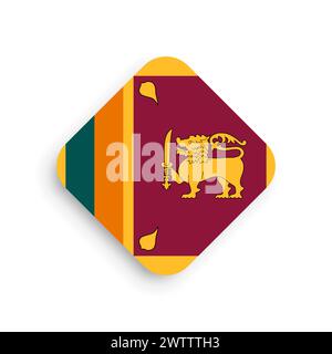 Sri Lanka Flagge - Rautenform Symbol mit fallendem Schatten isoliert auf weißem Hintergrund Stock Vektor