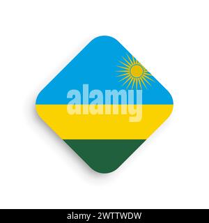 Ruanda-Flagge – Symbol in Rautenform mit fallendem Schatten auf weißem Hintergrund Stock Vektor