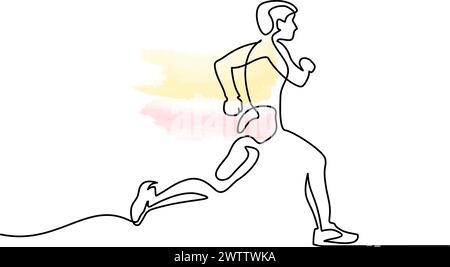 Man Runner One Line-Zeichnung. Abstrakte Minimale Zeichnung Ausführen. Stock Vektor