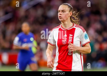 Amsterdam, Niederlande. März 2024. AMSTERDAM, NIEDERLANDE - 19. MÄRZ: Romee Leuchter vom AFC Ajax sieht beim Viertelfinalspiel der UEFA Women's Champions League zwischen AFC Ajax und Chelsea in der Johan Cruijff Arena am 19. März 2024 in Amsterdam an. (Foto von Dave Rietbergen/Orange Pictures) Credit: Orange Pics BV/Alamy Live News Stockfoto