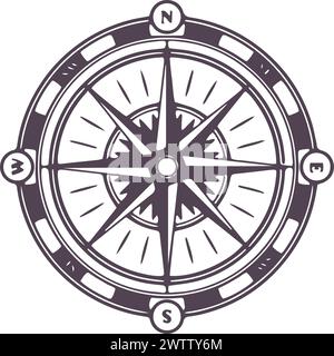 Karte Windrosenzeichnung. Weltorientierung. Seeschifffahrt Stock Vektor