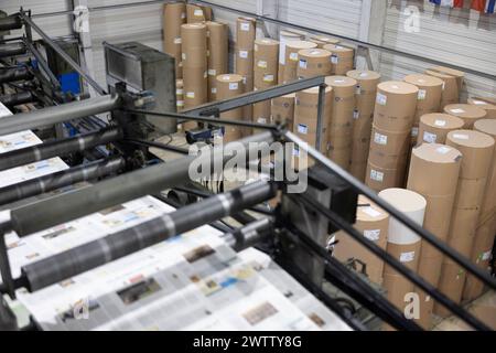 Druckerei 19032024 -das Papierlager der Druckerei Schenkelberg in Nohra bei Weimar. Nohra Druckerei Schenkelberg Thüringen Deutschland *** Druckerei 19032024 das Schenkelberger Druckunternehmen Papierlager in Nohra bei Weimar Nohra Schenkelberg Druckerei Thüringen Deutschland 190324 ppb-5 Stockfoto