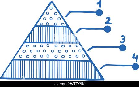 Pyramidendiagramm-Kritzelei. Liniendiagramm für Dateninformationen Stock Vektor