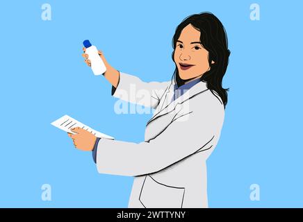Sicheres medizinisches Fachpersonal hält Medikamente und medizinische Berichte Stockfoto