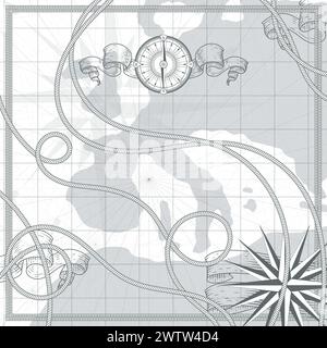 Vintage-nautische Karte Hintergrund. Dekoratives Navigationspapier Stock Vektor