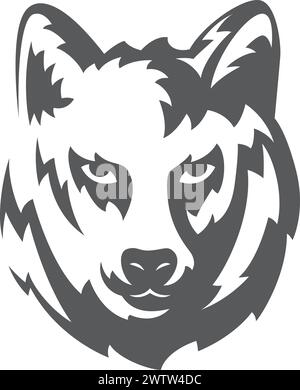 Wolf Porträt Logo. Schwarzes Tierkopf-Logo Stock Vektor