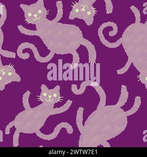 Halloween Tiere nahtlose Aquarellmalerei Katzenmuster zum Einpacken von Papier und Stoffen und Kinderkleidung Druck und Accessoires und Herbst Textilien und Stockfoto