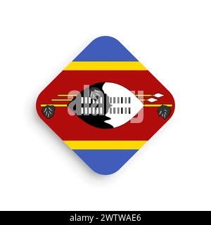 Eswatini-Flagge - rautenförmiges Symbol mit fallendem Schatten auf weißem Hintergrund Stock Vektor