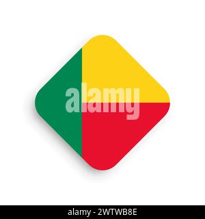 Benin-Flagge – Symbol in Rautenform mit fallendem Schatten auf weißem Hintergrund Stock Vektor