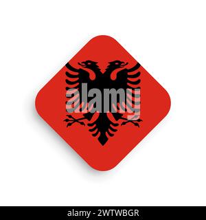 Albanien Flagge - Rautenform Symbol mit fallendem Schatten isoliert auf weißem Hintergrund Stock Vektor