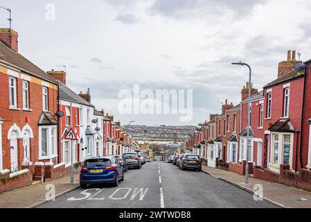 Trinity Street in Barry, The Vale of Glamorgan, einer der Schauplätze der britischen Fernsehserie Gavin and Stacey Stockfoto