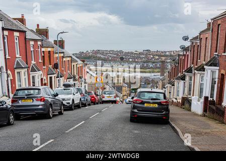 Trinity Street in Barry, The Vale of Glamorgan, einer der Schauplätze der britischen Fernsehserie Gavin and Stacey Stockfoto