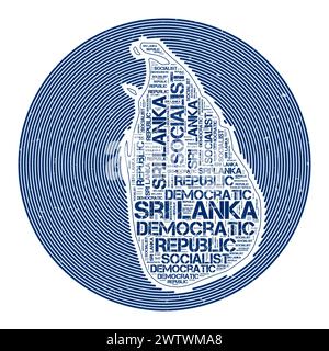 Sri Lanka Vektorbild. Country Round-Logo-Design. Sri Lanka-Poster in Kreisbögen und Wortwolken-Stil. Klassische Vektorillustration. Stock Vektor