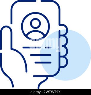 Karriereforschung unterwegs. Digitale Jobsuche. Handheld-Smartphone mit persönlicher Profilseite der App für die Stellensuche Stock Vektor