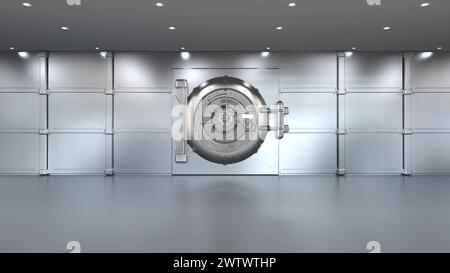 3D-Rendering-Banktür geschlossen mit leerem Platz Stockfoto
