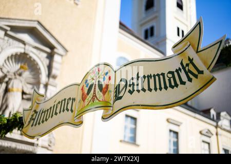 Illustration zum Thema Ostern/Ostermarkt. Im Bild: Alter Wiener Ostermarkt, aufgenommen am Dienstag, 19. März 2024, auf der Freyung in Wien, Österreich. Zeichen Altwiener Ostermarkt - 20240319 PD2666 Credit: APA-PictureDesk/Alamy Live News Stockfoto