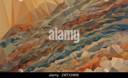 Niedrig Poly abstrakt bunt braun, beige, orange Hintergrund, trendy, geometrisch, polygonale Cyber-Tapete, dreieckiges Poster Stock Vektor