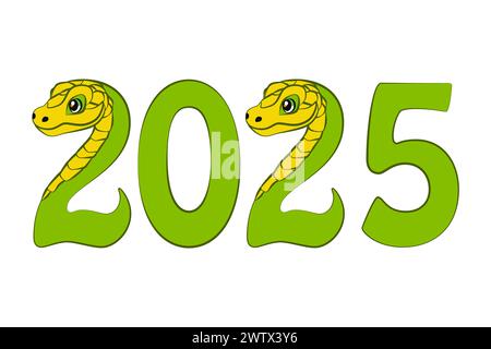 Das Jahr 2025 der Schlange. Zeichentricknummer 2025 Stock Vektor