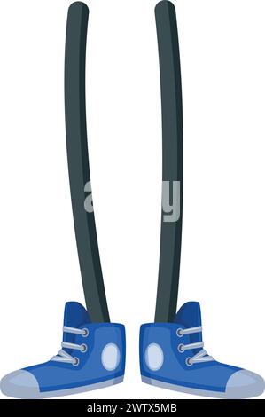 Cartoon-Beine. Stehende Figur in blauen Sneakern Stock Vektor