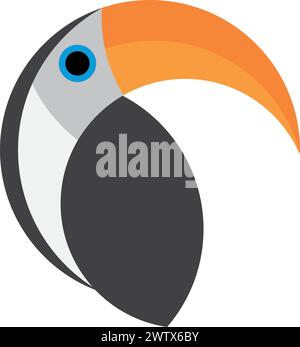 Tukan-Vogel-Symbole. Flache Illustration von Tukan Papageienvogel Vektorsymbolen isoliert Stock Vektor